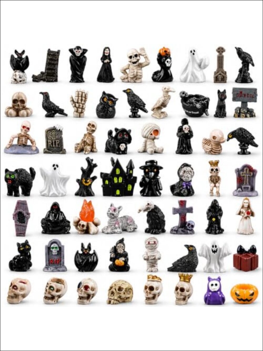 60pc Halloween Resin Mini Figures Ghost Skull DIY Craft Decor Set